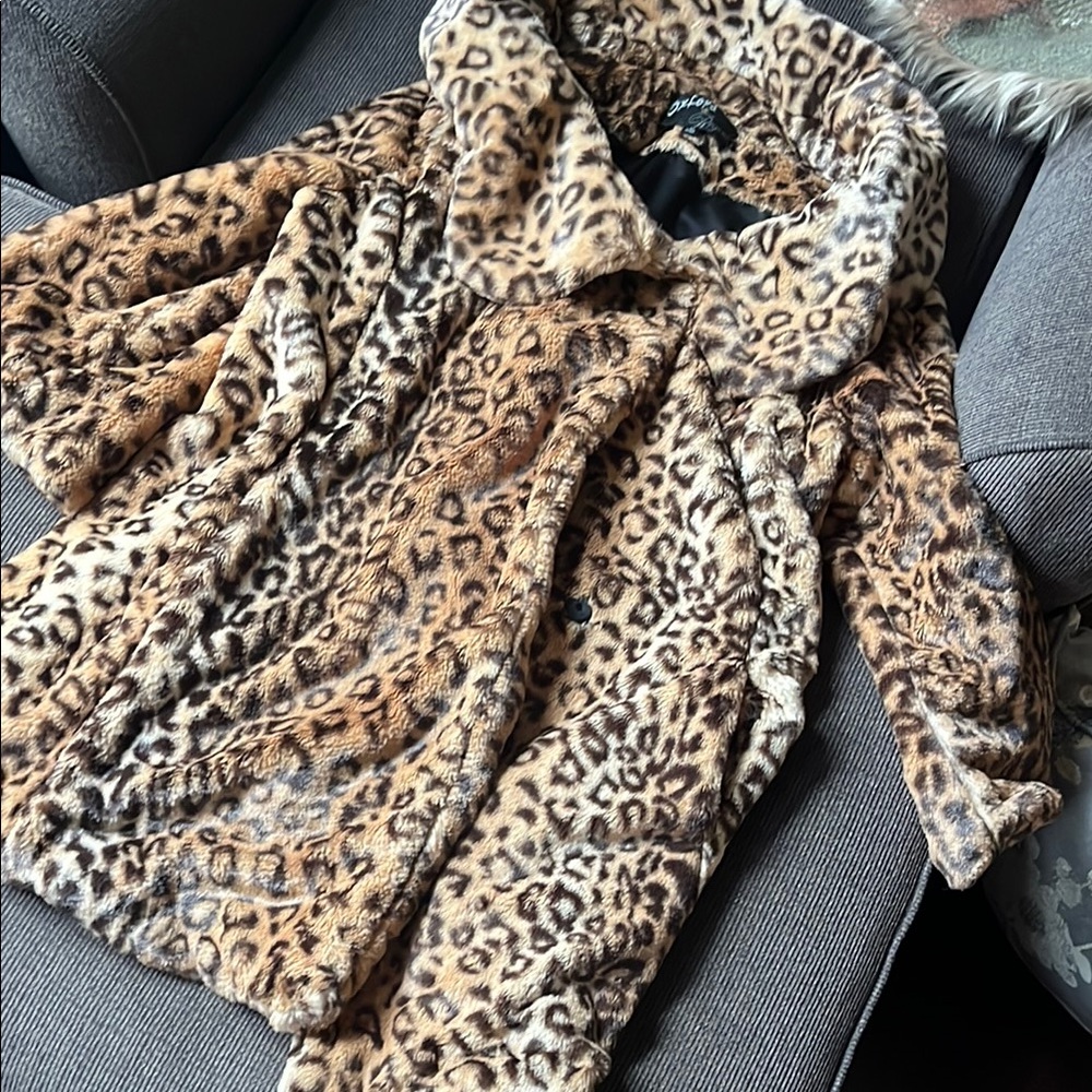 Leopard Print Faux Fur Coat